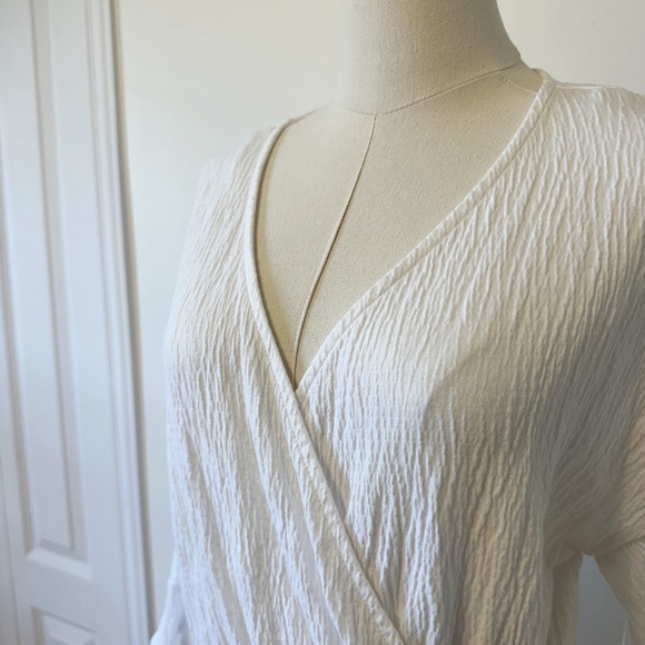 NWT - Gap womens white gauze wrap dress size medium 3/4 sleeves - Picture 5 of 8